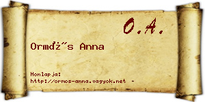 Ormós Anna névjegykártya